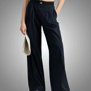 Alo Yoga NWT Black Lounge Pants Wide Leg Athleisure Travel Everyday🔅🧘